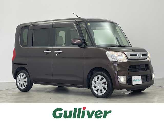 ダイハツ タント X ターボ スマートセレSA&SN 埼玉県 2014(平26)年 3.8万km プラムブラウンクリスタルマイカ ・純正SDナビ(QY1032DA)/　ワンセグ/　DVD/CD再生/　SD再生録音/　Bluetooth/　バックカメラ/・USBポート/・HDMIポート/・ステアリングスイッチ/・衝突軽減/・横滑り防止機能/・両側電動スライドドア/・ETC/・ドラレコ/・純正マット/・純正バイザー/・ISOFIX/・保証書/取説