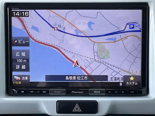 スズキ ハスラー X 島根県 2018(平30)年 6.3万km サマーブルーM 登録時走行距離　62497km/社外ナビ（AVIC-RLS901）/（AM/FM/Bluetooth/DVD/CD）/アイドリングストップ/ETC/全周囲カメラ/純正フロアマット/シートヒーター/社外15インチアルミ/ドアバイザー/衝突軽減ブレーキ/横滑り防止装置/前後ドライブレコーダー/レーンアシスト/オートライト