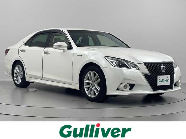 トヨタ クラウン ハイブリッド アスリートS 福島県 2014(平26)年 9.4万km ホワイトパールクリスタルシャイン /禁煙車//純正ナビ//フルセグTV//バックカメラ//ETC//純正17インチアルミホイール//社外フロアマット//HIDヘッドライト//オートライト//フォグランプ//パワーシート//シートヒーター//ステアリングヒーター//クルーズコントロール//プッシュスタート//ステアリングスイッチ//スマートキー