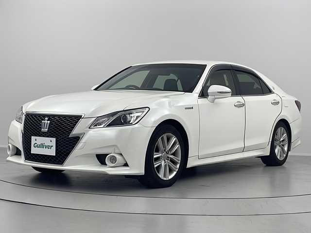 トヨタ クラウン ハイブリッド アスリートS 福島県 2014(平26)年 9.4万km ホワイトパールクリスタルシャイン /禁煙車//純正ナビ//フルセグTV//バックカメラ//ETC//純正17インチアルミホイール//社外フロアマット//HIDヘッドライト//オートライト//フォグランプ//パワーシート//シートヒーター//ステアリングヒーター//クルーズコントロール//プッシュスタート//ステアリングスイッチ//スマートキー