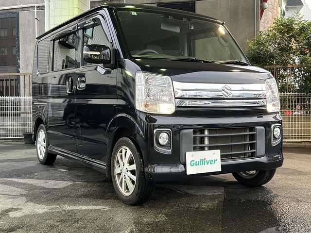 スズキ エブリィ ワゴン PZターボ スペシャル 京都府 2021(令3)年 8.6万km ブルーイッシュブラックパール3 ワンオーナー/7インチSDナビ/TV/AHB/純正14インチアルミホイール/純正フロアマット/前後ドラレコ/スマートキー2本/両側パワースライドドア/Bluetooth/ETC/ターボ/フォグランプ/パーキングソナー/パワーステアリング/衝突軽減システム