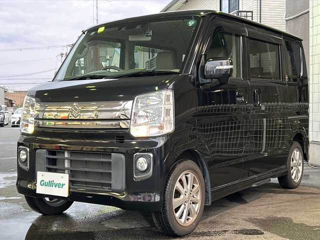 スズキ エブリィ ワゴン PZターボ スペシャル 京都府 2021(令3)年 8.6万km ブルーイッシュブラックパール3 ワンオーナー/7インチSDナビ/TV/AHB/純正14インチアルミホイール/純正フロアマット/前後ドラレコ/スマートキー2本/両側パワースライドドア/Bluetooth/ETC/ターボ/フォグランプ/パーキングソナー/パワーステアリング/衝突軽減システム