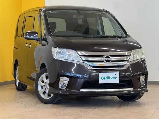 日産 セレナ ハイウェイS G Sハイブリッド 群馬県 2013(平25)年 4.4万km オーロラモーヴ 純正SDナビ/　　フルセグ/Bluetooth/    CD/DVD/バックカメラ/両側パワースライドドア/アルパイン10.2インチフリップダウンモニター/クルーズコントロール/オートライト/フォグランプ/本革巻きステアリング/純正フロアマット/純正16AW/プッシュスタート/スマートキー2本/ビルドインETC