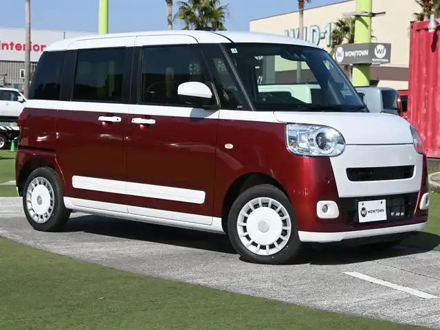 ダイハツ ムーヴ キャンバス ストライプス G 千葉県 2025(令7)年 0.1千km シャイニングホワイトパール/ファイアークォーツレッドメタリック リラックススタイル/（メーカーオプションのみ）/スマートアシストIII/エコアイドル/両側パワースライドドア/純正メモリーナビ/地デジTV/【DVD/CD再生機能】/バックカメラ/前席シートヒーター/ステアリングスイッチ/LEDヘッドライト/フォグライト/コーナーセンサー/サイド/カーテンエアバッグ/キーフリーシステム