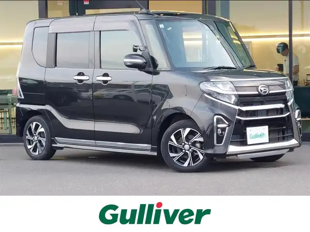 ダイハツ タント カスタム X 東京都 2021(令3)年 4.8万km ブラックマイカメタリック 純正ナビ/フルセグTV/シートヒーター/ハーフレザーシート/両側パワースライドドア/スマートアシスト/衝突軽減ブレーキ/レーンキープアシスト/先行車発進お知らせ/コーナーセンサー/アイドリングストップ/スマートキー/LEDヘッドライト/フォグ/純正14インチアルミホイール
