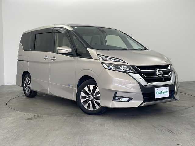 日産 セレナ ハイウェイスター プロパイロットED 兵庫県 2017(平29)年 6.6万km カシミヤグレージュ ・純正ナビ/CD/DVD/Blu-ray/BT/SD/TV/・バックカメラ/・フリップダウンモニター/・スマートキー/・ビルトインETC/・前後ドラレコ/・両側パワースライドドア/・電子パーキング/・オートブレーキホールド/・プロパイロット/・LDW(車線逸脱警報)/・LDP(車線逸脱防止支援システム)/・エマージェンシーブレーキ/・標識認識機能/・前後コーナーセンサー/・ハンズフリーオートスライドドア/・純正アルミホイール