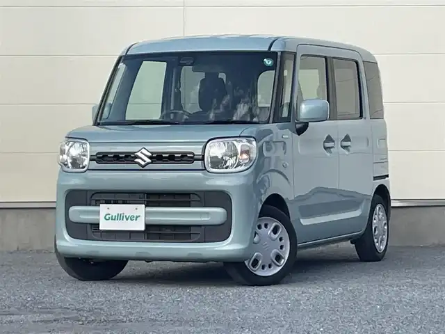 スズキ スペーシア HYBRID G 茨城県 2018(平30)年 7.5万km オフブルーM 社外ナビ/（FM/AM/CD）/バックカメラ/両側スライドドア/ETC/クリアランスソナー/オートライト/レーンアシスト/衝突被害軽減ブレーキ/盗難防止装置/スペアキー/社外フロアマット
