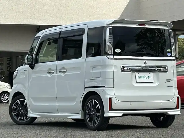 スズキ スペーシア カスタム HYBRID XS 宮城県 2020(令2)年 2.1万km ピュアホワイトP /ワンオーナー//純正メモリナビ//CD/DVD/SD/BT/USB/フルセグテレビ//全周囲カメラ//両側パワースライドドア//ハーフレザーシート//D席シートヒーター//レーダークルーズコントロール//衝突被害軽減ブレーキ//コーナーセンサー//車線逸脱警報//ヘッドアップディスプレイ//ドアバイザー//スマートキーx2//純正エンジンスターター//社外14インチアルミスタッドレスタイヤ積込（溝無）/155/65R14