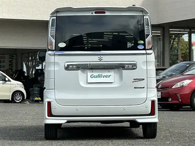 スズキ スペーシア カスタム HYBRID XS 宮城県 2020(令2)年 2.1万km ピュアホワイトP /ワンオーナー//純正メモリナビ//CD/DVD/SD/BT/USB/フルセグテレビ//全周囲カメラ//両側パワースライドドア//ハーフレザーシート//D席シートヒーター//レーダークルーズコントロール//衝突被害軽減ブレーキ//コーナーセンサー//車線逸脱警報//ヘッドアップディスプレイ//ドアバイザー//スマートキーx2//純正エンジンスターター//社外14インチアルミスタッドレスタイヤ積込（溝無）/155/65R14