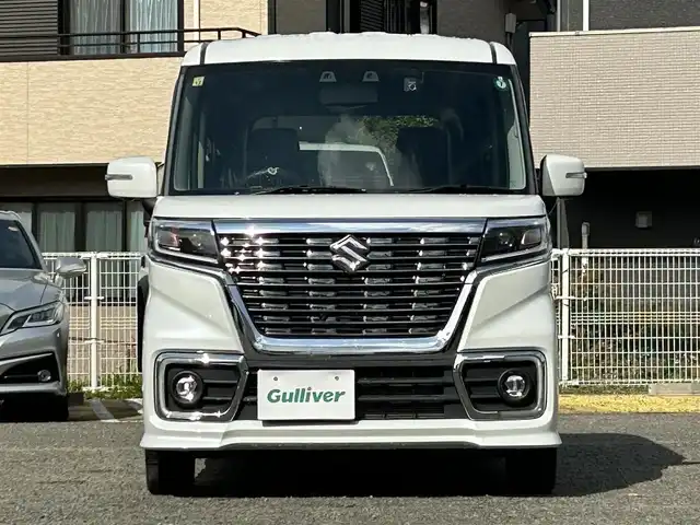 スズキ スペーシア カスタム HYBRID XS 宮城県 2020(令2)年 2.1万km ピュアホワイトP /ワンオーナー//純正メモリナビ//CD/DVD/SD/BT/USB/フルセグテレビ//全周囲カメラ//両側パワースライドドア//ハーフレザーシート//D席シートヒーター//レーダークルーズコントロール//衝突被害軽減ブレーキ//コーナーセンサー//車線逸脱警報//ヘッドアップディスプレイ//ドアバイザー//スマートキーx2//純正エンジンスターター//社外14インチアルミスタッドレスタイヤ積込（溝無）/155/65R14