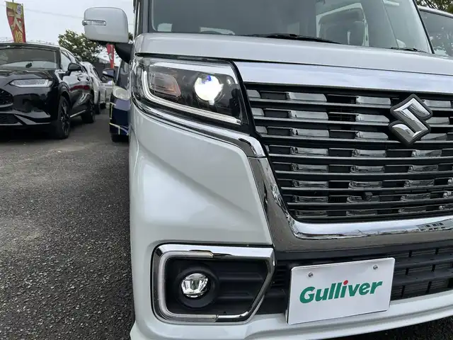 スズキ スペーシア カスタム HYBRID XS 宮城県 2020(令2)年 2.1万km ピュアホワイトP /ワンオーナー//純正メモリナビ//CD/DVD/SD/BT/USB/フルセグテレビ//全周囲カメラ//両側パワースライドドア//ハーフレザーシート//D席シートヒーター//レーダークルーズコントロール//衝突被害軽減ブレーキ//コーナーセンサー//車線逸脱警報//ヘッドアップディスプレイ//ドアバイザー//スマートキーx2//純正エンジンスターター//社外14インチアルミスタッドレスタイヤ積込（溝無）/155/65R14