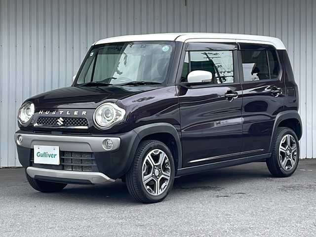 スズキ ハスラー X ターボ 長野県 2017(平29)年 7万km ムーンライトバイオレットパールメタリック/ホワイト2トーンルーフ ４WD/ターボ/レーダーブレーキ /社外メモリナビ（CN-RE03D）/・CD/DVD/Bluetooth/フルセグTV/ETC/前席シートヒーター/純正15インチAW/フォグランプ/HIDオートライト/ダウンヒルアシスト/レーンキープアシスト/プッシュスタート/スマートキー/スペアキー/取扱説明書/保証書