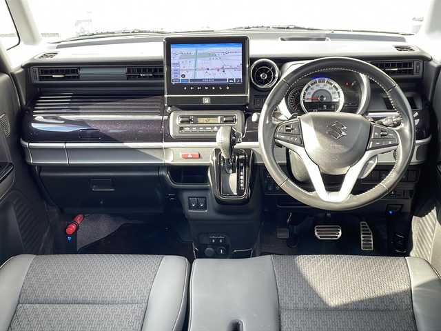 スズキ スペーシア カスタム HYBRID XS ターボ 道北・旭川 2022(令4)年 5.1万km ムーンライトバイオレットPM /4WD//禁煙車//ワンオーナー//純正メモリナビ//CD/DVD/BT/フルセグ//全方位カメラ//両側パワースライドドア//ハーフレザーシート//シートヒーター//デュアルカメラブレーキサポート//レーンキープ//レーダークルーズコントロール//アイドリングストップ//コーナーセンサー//パドルシフト//ヘッドアップディスプレイ//ミラーヒーター//オートハイビーム//オートライト//LEDヘッドライト//フォグライト//ビルトインETC2.0//オートリトラミラー//サンシェード//スマートサーキュレーター//純正フロアマット//ドアバイザー//レオニス15インチアルミホイール//柿本マフラー//保証書//取説