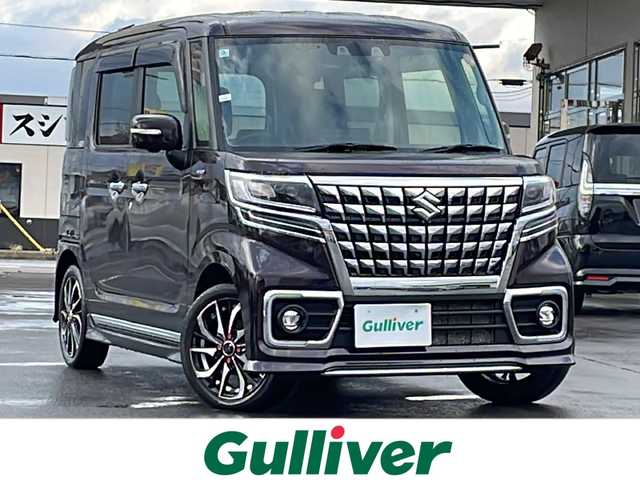 スズキ スペーシア カスタム HYBRID XS ターボ 道北・旭川 2022(令4)年 5.1万km ムーンライトバイオレットPM /4WD//禁煙車//ワンオーナー//純正メモリナビ//CD/DVD/BT/フルセグ//全方位カメラ//両側パワースライドドア//ハーフレザーシート//シートヒーター//デュアルカメラブレーキサポート//レーンキープ//レーダークルーズコントロール//アイドリングストップ//コーナーセンサー//パドルシフト//ヘッドアップディスプレイ//ミラーヒーター//オートハイビーム//オートライト//LEDヘッドライト//フォグライト//ビルトインETC2.0//オートリトラミラー//サンシェード//スマートサーキュレーター//純正フロアマット//ドアバイザー//レオニス15インチアルミホイール//柿本マフラー//保証書//取説