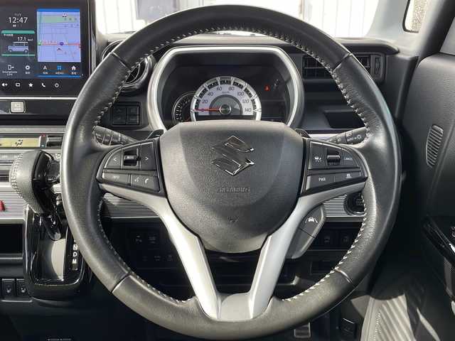 スズキ スペーシア カスタム HYBRID XS ターボ 道北・旭川 2022(令4)年 5.1万km ムーンライトバイオレットPM /4WD//禁煙車//ワンオーナー//純正メモリナビ//CD/DVD/BT/フルセグ//全方位カメラ//両側パワースライドドア//ハーフレザーシート//シートヒーター//デュアルカメラブレーキサポート//レーンキープ//レーダークルーズコントロール//アイドリングストップ//コーナーセンサー//パドルシフト//ヘッドアップディスプレイ//ミラーヒーター//オートハイビーム//オートライト//LEDヘッドライト//フォグライト//ビルトインETC2.0//オートリトラミラー//サンシェード//スマートサーキュレーター//純正フロアマット//ドアバイザー//レオニス15インチアルミホイール//柿本マフラー//保証書//取説