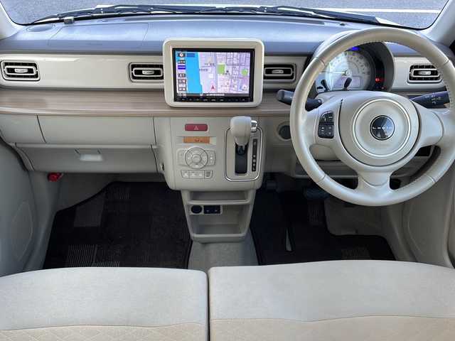 スズキ ラパン X 山口県 2021(令3)年 3.4万km ピュアホワイトP ワンオーナー/純正8インチSDナビ　【CN-RZ865】/・Bluetooth接続/・フルセグテレビ/・AM/FM/CD/DVD/前後ドライブレコーダー/スズキセーフティサポート/・デュアルセンサーブレーキサポート/・誤発進抑制機能/・車線逸脱警報/・ふらつき警報/・先行車発進お知らせ機能/・標識認識機能/・後退時ブレーキサポート/・後方誤発進抑制機能/・リヤパーキングセンサー/シートヒーター/純正フロアマット/スマートキー/プッシュスタート/純正LEDライト/純正14インチアルミホイール/ドアバイザー/ウィンカーミラー/保証書