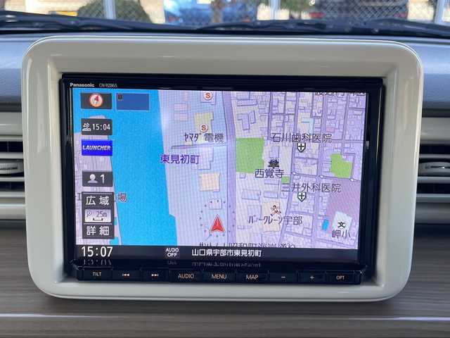 スズキ ラパン X 山口県 2021(令3)年 3.4万km ピュアホワイトP ワンオーナー/純正8インチSDナビ　【CN-RZ865】/・Bluetooth接続/・フルセグテレビ/・AM/FM/CD/DVD/前後ドライブレコーダー/スズキセーフティサポート/・デュアルセンサーブレーキサポート/・誤発進抑制機能/・車線逸脱警報/・ふらつき警報/・先行車発進お知らせ機能/・標識認識機能/・後退時ブレーキサポート/・後方誤発進抑制機能/・リヤパーキングセンサー/シートヒーター/純正フロアマット/スマートキー/プッシュスタート/純正LEDライト/純正14インチアルミホイール/ドアバイザー/ウィンカーミラー/保証書