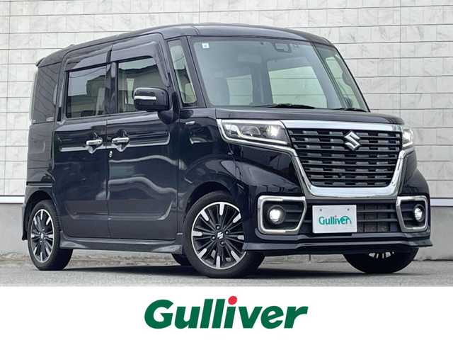 スズキ スペーシア カスタム HYBRID XS ターボ 山形県 2019(令1)年 4.5万km ブルーイッシュブラックパール3 ワンオーナー/４WD/禁煙車/社外SDナビ/・フルセグ/CD/DVD/AM/FM/Bluetooth/衝突軽減ブレーキ/横滑り防止装置/盗難防止装置/レーンキープアシスト/コーナーセンサー/ヘッドアップディスプレイ/クルーズコントロール/全方位カメラ/両側パワースライドドア/オートライト/LEDライト/フォグランプ/スマートキー/スペアキー/ダブルエアバック/純正フロアマット/純正15インチアルミホイール/ETC/パドルシフト/ドライブレコーダー