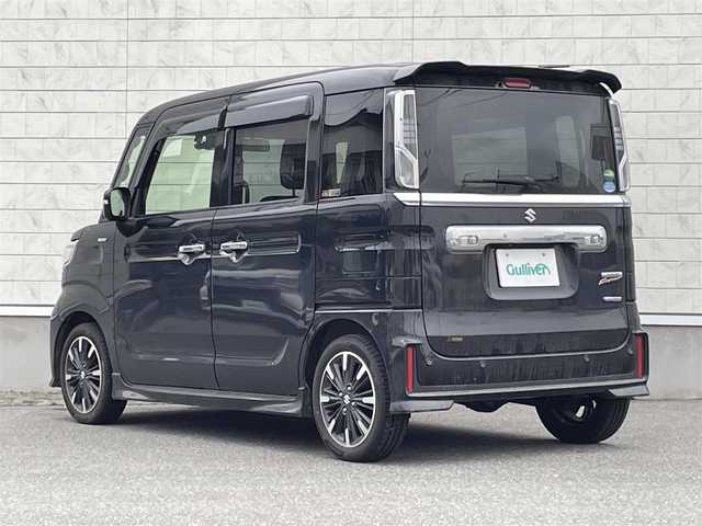 スズキ スペーシア カスタム HYBRID XS ターボ 山形県 2019(令1)年 4.5万km ブルーイッシュブラックパール3 ワンオーナー/４WD/禁煙車/社外SDナビ/・フルセグ/CD/DVD/AM/FM/Bluetooth/衝突軽減ブレーキ/横滑り防止装置/盗難防止装置/レーンキープアシスト/コーナーセンサー/ヘッドアップディスプレイ/クルーズコントロール/全方位カメラ/両側パワースライドドア/オートライト/LEDライト/フォグランプ/スマートキー/スペアキー/ダブルエアバック/純正フロアマット/純正15インチアルミホイール/ETC/パドルシフト/ドライブレコーダー