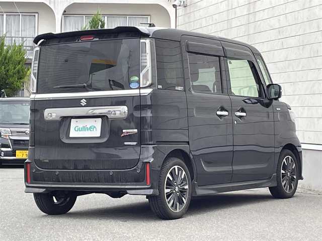 スズキ スペーシア カスタム HYBRID XS ターボ 山形県 2019(令1)年 4.5万km ブルーイッシュブラックパール3 ワンオーナー/４WD/禁煙車/社外SDナビ/・フルセグ/CD/DVD/AM/FM/Bluetooth/衝突軽減ブレーキ/横滑り防止装置/盗難防止装置/レーンキープアシスト/コーナーセンサー/ヘッドアップディスプレイ/クルーズコントロール/全方位カメラ/両側パワースライドドア/オートライト/LEDライト/フォグランプ/スマートキー/スペアキー/ダブルエアバック/純正フロアマット/純正15インチアルミホイール/ETC/パドルシフト/ドライブレコーダー
