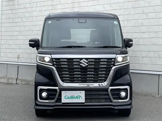 スズキ スペーシア カスタム HYBRID XS ターボ 山形県 2019(令1)年 4.5万km ブルーイッシュブラックパール3 ワンオーナー/４WD/禁煙車/社外SDナビ/・フルセグ/CD/DVD/AM/FM/Bluetooth/衝突軽減ブレーキ/横滑り防止装置/盗難防止装置/レーンキープアシスト/コーナーセンサー/ヘッドアップディスプレイ/クルーズコントロール/全方位カメラ/両側パワースライドドア/オートライト/LEDライト/フォグランプ/スマートキー/スペアキー/ダブルエアバック/純正フロアマット/純正15インチアルミホイール/ETC/パドルシフト/ドライブレコーダー