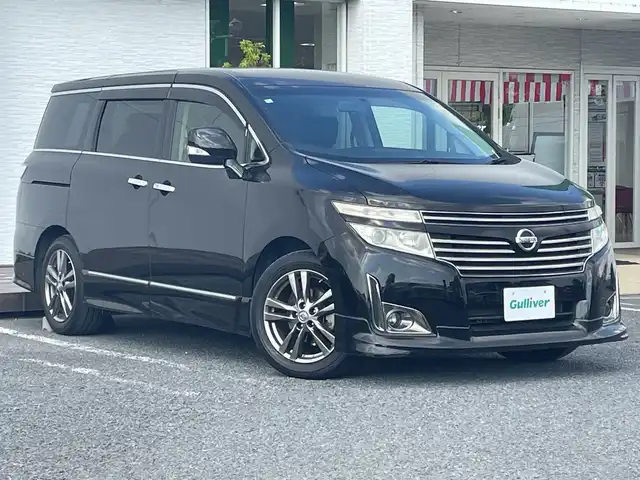 日産 エルグランド 250HWS アーバンクロム 千葉県 2012(平24)年 4.7万km ファントムブラック １オーナー　ナビＭＣ３１１Ｄ－Ｗ　バックカメラ　両側パワースライドドア　ＥＴＣ　ハーフレザー　マット　１８インチＡＷ　キセノンライト　フォグライト　エアロ　インテリキー