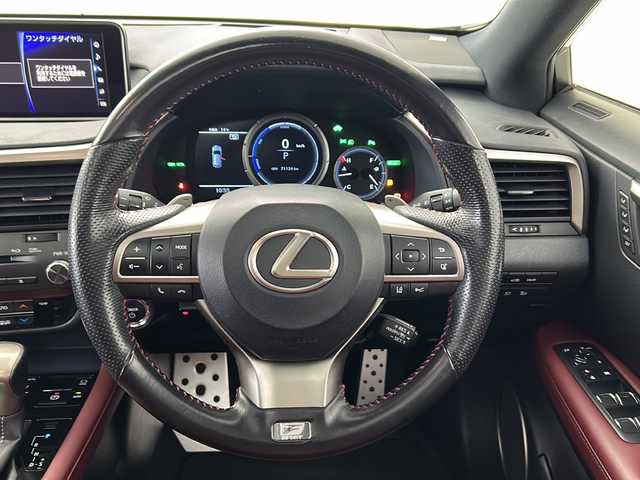 レクサス ＲＸ 450h Fスポーツ 福島県 2016(平28)年 7.2万km ホワイトノーヴァガラスフレーク /禁煙車//サンルーフ//メーカーナビ/CD・DVD・BD・BT・MSV・USB・フルセグTV//マークレビンソン//パノラミックビューモニター//ＢＳＭ//ヘッドアップディスプレイ//赤レザーシート//クリアランスソナー//３６０ドラレコ//レーダークルーズコントロール//パワーバックドア//全席パワーシート//全席シートヒーター・前席エアシート//パドルシフト//ビルトインETC//取説・保証書//カードキー有り