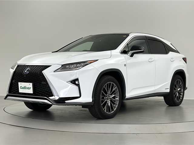 レクサス ＲＸ 450h Fスポーツ 福島県 2016(平28)年 7.2万km ホワイトノーヴァガラスフレーク /禁煙車//サンルーフ//メーカーナビ/CD・DVD・BD・BT・MSV・USB・フルセグTV//マークレビンソン//パノラミックビューモニター//ＢＳＭ//ヘッドアップディスプレイ//赤レザーシート//クリアランスソナー//３６０ドラレコ//レーダークルーズコントロール//パワーバックドア//全席パワーシート//全席シートヒーター・前席エアシート//パドルシフト//ビルトインETC//取説・保証書//カードキー有り