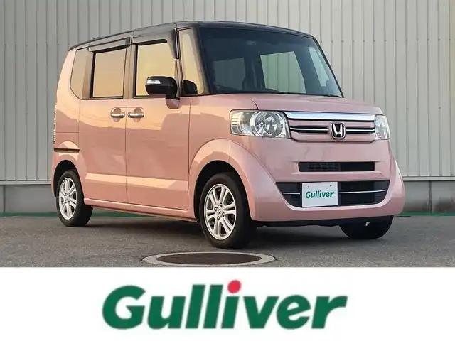 ホンダ Ｎ ＢＯＸ 2トーン G ターボ Lパッケージ 富山県 2015(平27)年 5.2万km ピンクⅡ ４ＷＤ／/純正８インチナビ／/フルセグＴＶ／/Ｂｌｕｅｔｏｏｔｈ／/ＤＶＤ再生／/バックカメラ／/両側自動ドア／/前後ドライブレコーダー／/パドルシフト／/スマートキー／/クルーズコントロール／/前席シートヒーター//LEDオートライト