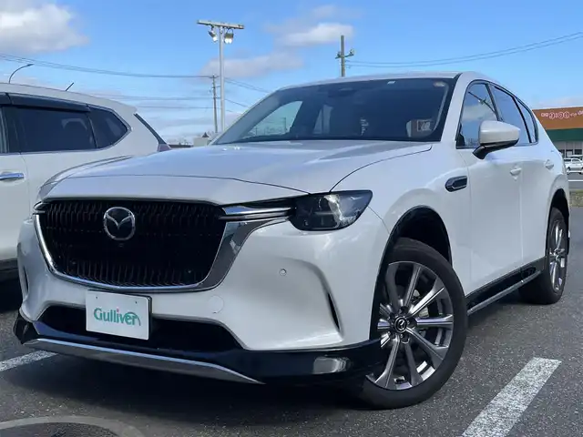 マツダ ＣＸ－６０ XD Lパッケージ 青森県 2023(令5)年 1.9万km ロジウムホワイトプレミアムメタリック ワンオーナー/4WD/純正メモリナビ/ 　BT/USB/AppleCarPlay/AudroidAuto/HDMI/バック・フロント・サイドカメラ/全方位カメラ/純正20インチアルミホイール/LEDオートライト/フォグランプ/シートヒーター/パワーシート/シートメモリ/パドルシフト/置くだけ充電/100V電源/ステアリングヒーター/ETC/冬タイヤ付き社外アルミホイール4本積込/　 235/60R18