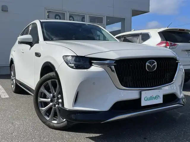マツダ ＣＸ－６０ XD Lパッケージ 青森県 2023(令5)年 1.9万km ロジウムホワイトプレミアムメタリック ワンオーナー/4WD/純正メモリナビ/ 　BT/USB/AppleCarPlay/AudroidAuto/HDMI/バック・フロント・サイドカメラ/全方位カメラ/純正20インチアルミホイール/LEDオートライト/フォグランプ/シートヒーター/パワーシート/シートメモリ/パドルシフト/置くだけ充電/100V電源/ステアリングヒーター/ETC/冬タイヤ付き社外アルミホイール4本積込/　 235/60R18
