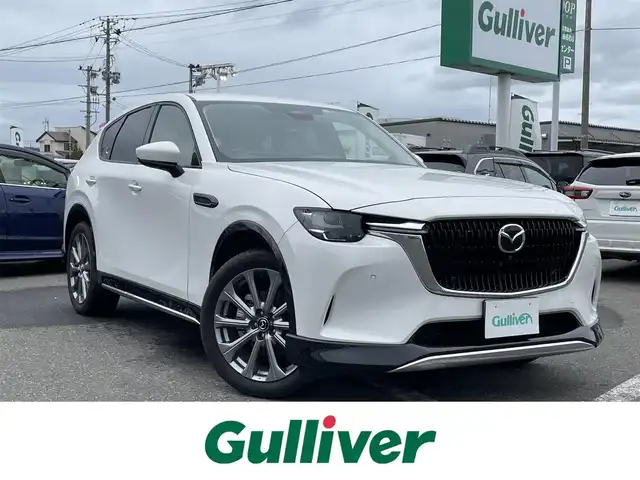 マツダ ＣＸ－６０ XD Lパッケージ 青森県 2023(令5)年 1.9万km ロジウムホワイトプレミアムメタリック ワンオーナー/4WD/純正メモリナビ/ 　BT/USB/AppleCarPlay/AudroidAuto/HDMI/バック・フロント・サイドカメラ/全方位カメラ/純正20インチアルミホイール/LEDオートライト/フォグランプ/シートヒーター/パワーシート/シートメモリ/パドルシフト/置くだけ充電/100V電源/ステアリングヒーター/ETC/冬タイヤ付き社外アルミホイール4本積込/　 235/60R18
