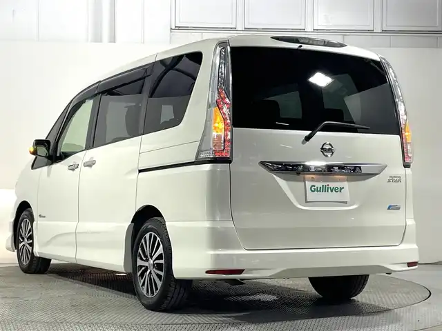 日産 セレナ HWS S HV Vエアロ+Sefty 大阪府 2015(平27)年 2.8万km ブリリアントホワイトパール 純正8incナビTV バックカメラ 両側パワースライドドア クルーズコントロール 衝突軽減ブレーキ レーンアシスト スマートキー プッシュスタート リアオートエアコン 前後ドライブレコーダー ETC