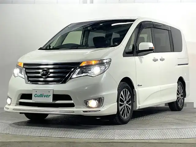 日産 セレナ HWS S HV Vエアロ+Sefty 大阪府 2015(平27)年 2.8万km ブリリアントホワイトパール 純正8incナビTV バックカメラ 両側パワースライドドア クルーズコントロール 衝突軽減ブレーキ レーンアシスト スマートキー プッシュスタート リアオートエアコン 前後ドライブレコーダー ETC