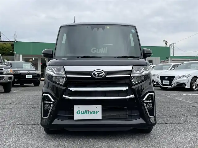 ダイハツ タント カスタム X スタイルセレクション 千葉県 2021(令3)年 0.1万km ブラックマイカメタリック スマートアシスト/・衝突軽減ブレーキ/・車線逸脱抑制機能/・車線逸脱警報/・標識認識機能/・先行車発進お知らせ機能/社外SDナビ【NSZT-W61G】/・CD/DVD/MSV/Bluetooth/フルセグ/バックカメラ/両後パワースライドドア/ハーフレザーシート/前席シートヒーター/前後コーナーセンサー/スマートキー/純正LEDヘッドライト/フォグランプ/オートマチックハイビーム/ETC/純正14インチアルミホイール/本革巻きステアリング/サイド＆カーテンエアバッグ