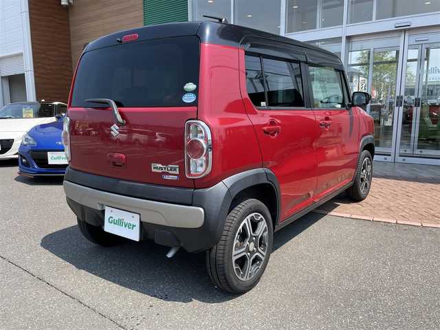 スズキ ハスラー X 道央・札幌 2018(平30)年 2.6万km フェニックスレッドパール/ブルーイッシュブラックパール 登録時走行距離26040ｋｍ/ワンオーナー/　４　Ｗ　Ｄ　/寒冷地仕様/純正オーディオ(CD/FM/AM/BT/USB)/アイドリングストップ/ウィンカーミラー/ドアバイザー/プッシュスタート/スペアキー×１/純正フロアマット/シートヒーター（運転席/助手席）/横滑り防止装置/レーンキープアシスト/盗難防止装置/衝突軽減ブレーキ/オートライト/ダウンヒルアシストコントロール/社外エンジンスターター/フォグランプ/ステアリングスイッチ/電動格納ミラー/バニティミラー/積込冬タイヤ（社外AW/165/60/R15/23年製/溝7ｍｍ）