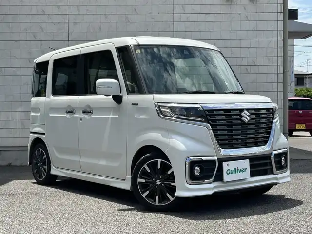 スズキ スペーシア カスタム HYBRID XS 大分県 2020(令2)年 4.8万km ピュアホワイトP ワンオーナー/ハーフレザー調シート/社外メモリナビ AVN-P10W/【フルセグ/DVD/BTオーディオ】/全方位カメラ/両側パワースライドドア/純正15インチアルミホイール/レーダークルーズコントロール/レーンアシスト/衝突被害軽減システム/ヘッドアップディスプレイ/前後2カメラドライブレコーダー/クリアランスソナー/ビルトインETC/USBソケット/LEDヘッドライト/LEDフォグランプ/オートライト/レザーステアリング/ステアリングリモコン/チルトステアリング/横滑り防止装置/運転席シートヒーター/運転席シートリフター/ウインカーミラー/リアプライバシーガラス/エンジンプッシュスタート/アイドリングストップ/フロアマット/電動格納ミラー/サイド&Wエアバッグ/ABS/スマートキー×2/保証書/車両取説/ナビ取説