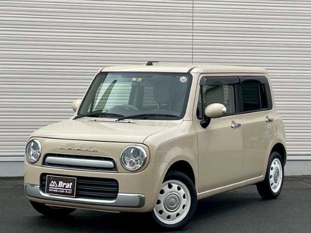 スズキ ラパン ショコラ X 岩手県 2014(平26)年 4.3万km ミルクティーベージュメタリック AIS検査済み/【2510037393】/社外SDナビ/電格ミラー/ABS/オートライト/レザーシート/純正フロアマット/アイドリングストップ/ビルトインETC