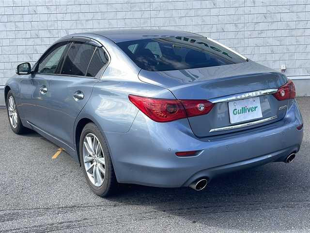 日産 スカイライン 茨城県 2014(平26)年 8.2万km ハガネブルーM 純正ナビ/　　【ワンセグTV/CD/DVD/BT】/アラウンドビューモニター/横滑り防止装置/衝突被害軽減システム/LEDオートライト/クルーズコントロール/黒レザーシート/シートヒーター/シートメモリ/パワーシート/純正17インチアルミホイール/純正フロアマット/プッシュスタート/ビルトインETC/ドライブレコーダー【SDなし】