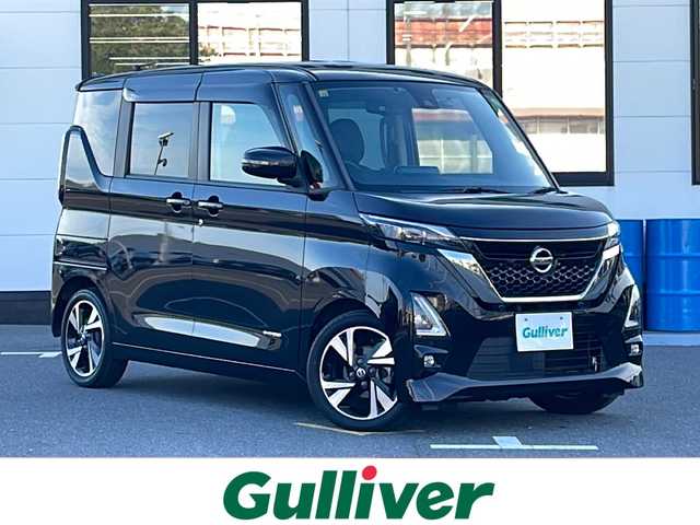 日産 ルークス HWS Gターボ プロパイロットED 山口県 2020(令2)年 5万km ブラック 純正9インチナビ　【MM319D-L】/・DVD再生機能有/・アラウンドビューモニター/・フルセグテレビ/・Bluetooth接続/ビルトインETC/レザー調シートカバー/ロッソモデロマフラーカッター/両側パワースライドドア/プロパイロット/インテリジェントエマージェンシーブレーキ/・前方衝突予測警報/・踏み間違い衝突防止アシスト/・車線逸脱警報/・ふらつき警報/・レーダークルーズコントロール/・標識検知機能/・先行車発進お知らせ機能/純正フロアマット/USB入力端子/前後ドライブレコーダー/純正15インチアルミホイール/ドアバイザー/ウィンカーミラー