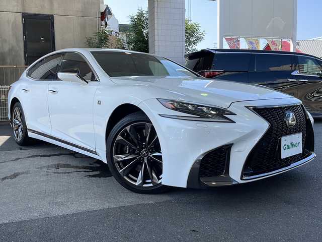 レクサス ＬＳ 500 Fスポーツ 京都府 2019(平31)年 3.5万km ホワイトノーヴァガラスフレーク 純正SDナビ /フルセグTV /Bluetooth/AUX/Miracast/CD/DVD再生機能有/全方位カメラ /BSM /HUD /禁煙 /前後コーナーセンサー /赤ハーフレザー/メモリーパワーシート /エアサスペンション /パドルシフト /ステアリングヒーター/3眼LEDヘッドライト /オートライト/オートマチックハイビーム/クルコン追従有 /サンルーフ/デジタルインナーミラー/純正AW20インチ