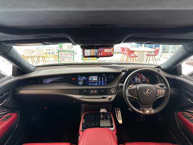 レクサス ＬＳ 500 Fスポーツ 岐阜県 2019(平31)年 3.5万km ホワイトノーヴァガラスフレーク 純正SDナビ /フルセグTV /Bluetooth/AUX/Miracast/CD/DVD再生機能有/全方位カメラ /BSM /HUD /禁煙 /前後コーナーセンサー /赤ハーフレザー/メモリーパワーシート /エアサスペンション /パドルシフト /ステアリングヒーター/3眼LEDヘッドライト /オートライト/オートマチックハイビーム/クルコン追従有 /サンルーフ/デジタルインナーミラー/純正AW20インチ