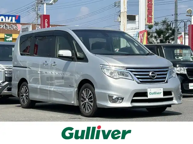 日産 セレナ HWS S HV Vセレ +Sefty 群馬県 2015(平27)年 5.5万km ブリリアントシルバー 純正SDナビ/CD・DVD・SD・USB/Bluetooth・フルセグTV/バックカメラ/ビルトインETC/両側パワースライドドア/クルーズコントロール/横滑り防止装置/レーンキープアシスト/衝突軽減ブレーキ/アイドリングストップ/純正アルミホイール/純正フロアマット/スマートキー×2