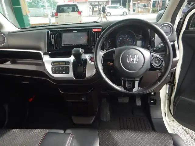 ホンダ Ｎ ＷＧＮ カスタム G ターボパッケージ 静岡県 2014(平26)年 7.9万km プレミアムホワイトパール パイオニアナビ　AVIC-MRZ06/ワンセグ/BT接続/DVD再生/CD再生/CTBA（衝突軽減ブレーキ）/クルーズコントロール/パドルシフト/本革巻きステアリング/HIDヘッドライト/オートライト/フォグランプ/ハーフレザーシート/スマートキー×2/プッシュスタート/電動格納ミラー/ウインカーミラー/純正フロアマット・バイザー/取説・保証書　