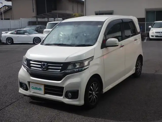 ホンダ Ｎ ＷＧＮ カスタム G ターボパッケージ 静岡県 2014(平26)年 7.9万km プレミアムホワイトパール パイオニアナビ　AVIC-MRZ06/ワンセグ/BT接続/DVD再生/CD再生/CTBA（衝突軽減ブレーキ）/クルーズコントロール/パドルシフト/本革巻きステアリング/HIDヘッドライト/オートライト/フォグランプ/ハーフレザーシート/スマートキー×2/プッシュスタート/電動格納ミラー/ウインカーミラー/純正フロアマット・バイザー/取説・保証書　
