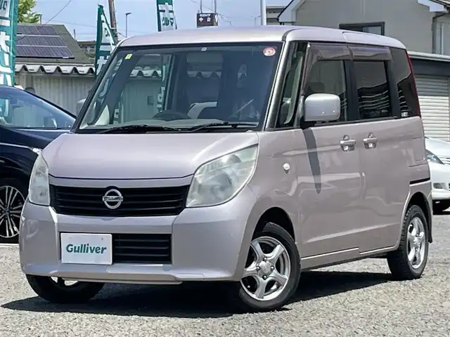 日産 ルークス X アイドリングストップ 宮城県 2012(平24)年 8.6万km ブルームピンク 純正ディーラーナビ/TV(ワンセグ)/CD/FM・AM/SD/ipod/片側パワースライドドア(左側)/アイドリングストップ/純正フロアマット/社外アルミホイール13インチ/ETC/プッシュスタート/スペアキー(スマートキー)×１