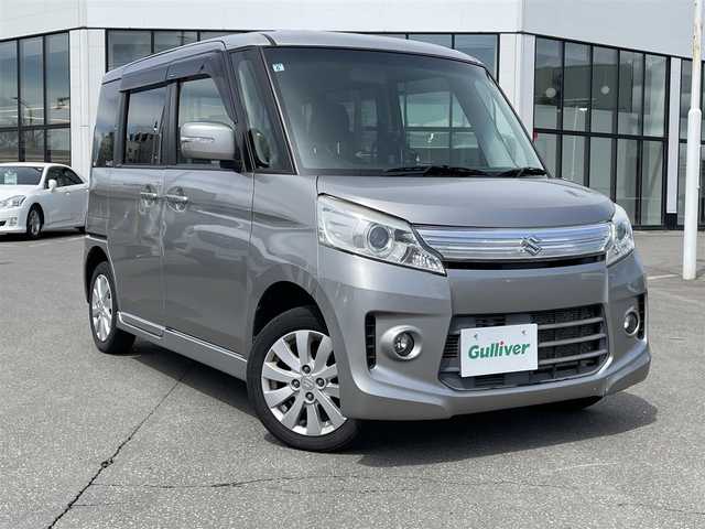 スズキ スペーシア カスタム XS 青森県 2013(平25)年 10.2万km スチールシルバーM ・4WD/・純正ナビ(QY1005SA)/・AM/FM/USB/AUX/・ワンセグTV/・Bluetooth/・バックカメラ/・アイドリングストップ/・片側パワースライドドア/・運転席シートヒーター/・純正フロアマット/・電動格納ウインカーミラー/・サンシェード/・プッシュスタート/・ライトレベライザー/・シガーソケット/・USBソケット