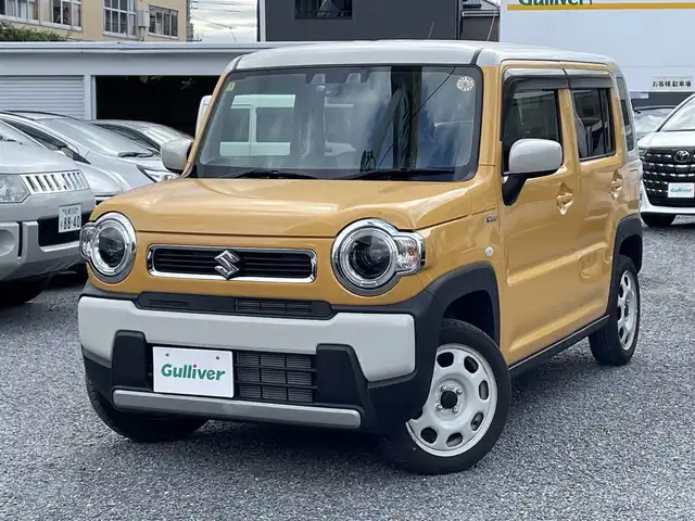 スズキ ハスラー HYBRID G ターボ 埼玉県 2023(令5)年 0.6万km アクティブイエロー/ソフトベージュメタリック ワンオーナー/ターボ/前席シートヒーター/純正ＳＤナビ/（ＤＶＤ＆ＣＤ＆ＭＳＶ＆ＢＴ＆ＵＳＢ）/前後ドライブレコーダー/スズキセーフティサポート/・デュアルカメラブレーキサポート/・誤発進抑制機能/・車線逸脱警報機能/・車線逸脱抑制機能/・ふらつき警報機能/・先行車発進お知らせ機能/・ハイビームアシスト/・アクティブクルーズコントロール/・標識認識機能/・後退時ブレーキサポート/・後方誤発進抑制機能/・リヤパーキングセンサー/アイドリングストップ/ステアリングリモコン/パドルシフト/純正１５inアルミホイール/オートライト/ＬＥＤライト/電動格納ミラー/スマートキー/プッシュスタート/Ｗ＆サイド＆カーテンエアバッグ/横滑り防止機能/ＡＢＳ/ドアバイザー/フロアマット/新車保証書/取扱説明書（車両＆ナビ）/スマートスペアキー有