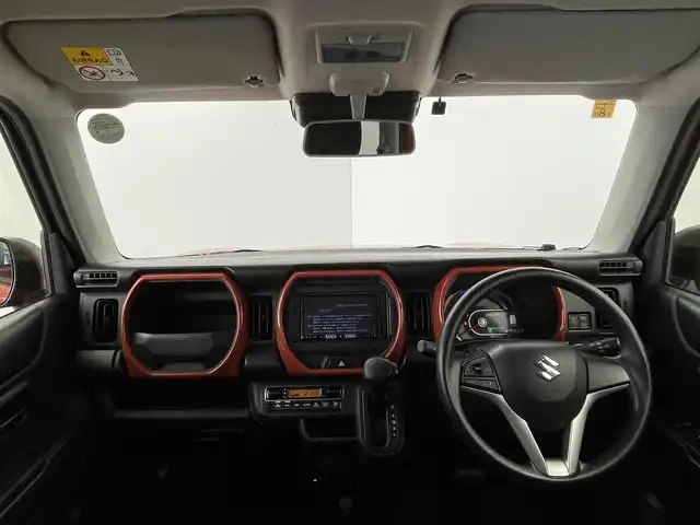 スズキ ハスラー HYBRID G 群馬県 2021(令3)年 7.4万km バーミリオンオレンジ/ガンメタリック2トーン デュアルカメラブレーキサポート　社外７インチナビ　バックカメラ　オートライト　シートヒーター　ステアリングリモコン　車線逸脱防止装置　コーナーセンサー　スマートキー　プッシュスタート　ＥＴＣ　禁煙車