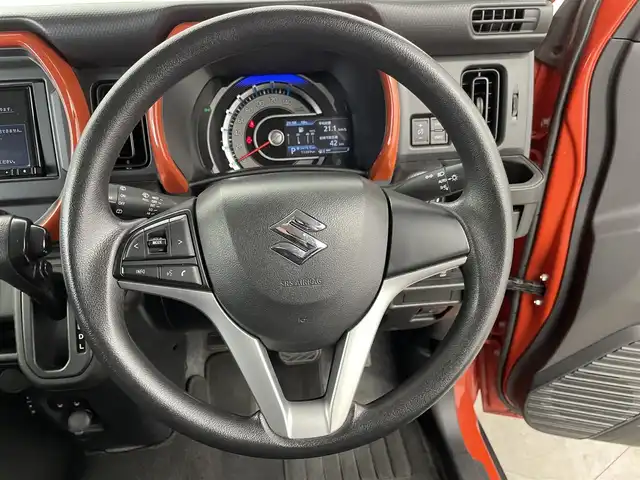 スズキ ハスラー HYBRID G 群馬県 2021(令3)年 7.4万km バーミリオンオレンジ/ガンメタリック2トーン デュアルカメラブレーキサポート　社外７インチナビ　バックカメラ　オートライト　シートヒーター　ステアリングリモコン　車線逸脱防止装置　コーナーセンサー　スマートキー　プッシュスタート　ＥＴＣ　禁煙車